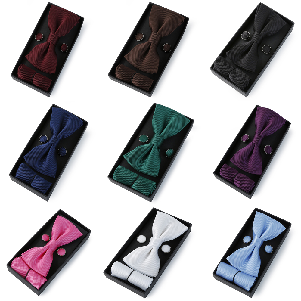 Neck Tie Set Box - HUISHI Classic Black Bowtie Bow Ties