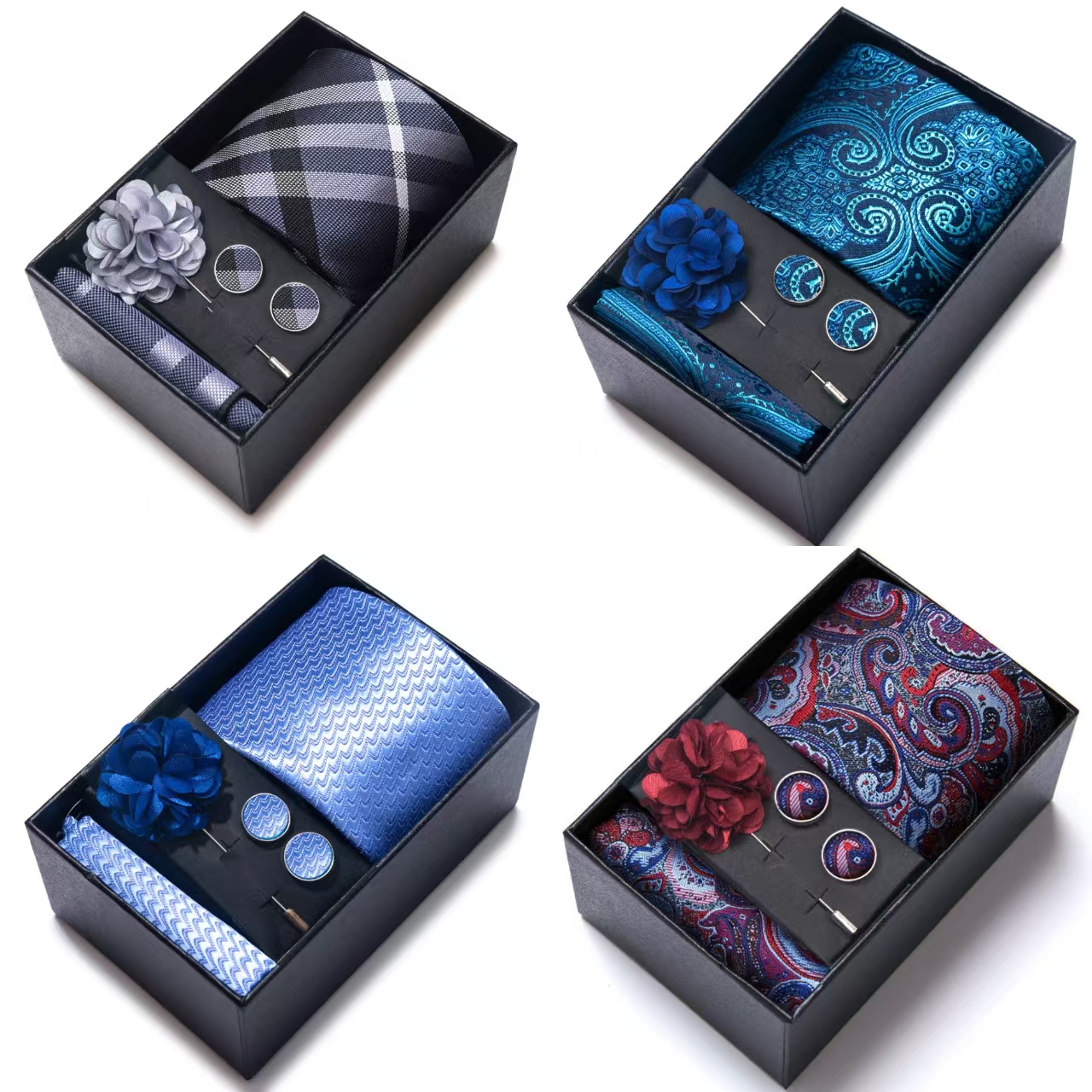 Men's suit accessories, 4-piec - Neck Tie Set Box 리뷰 및 가격