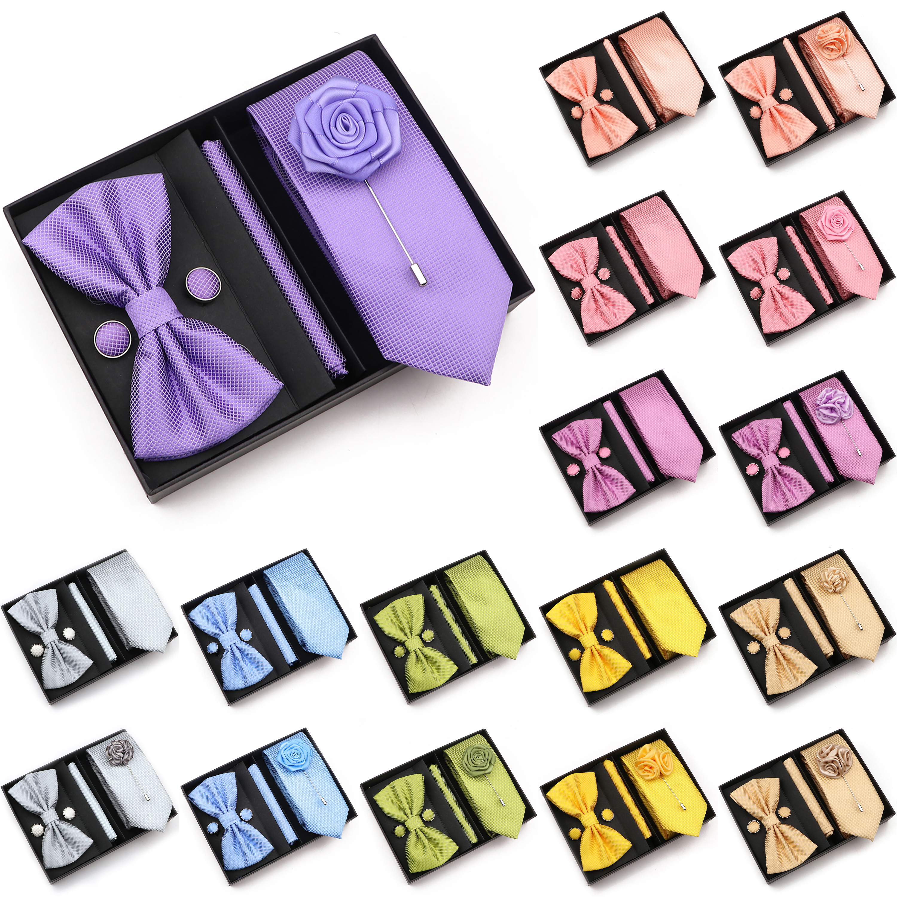New Style Tie Set Solid Color  - Neck Tie Set Box 리뷰 및 가격