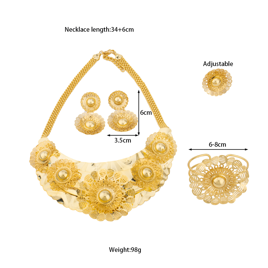 24K Gold Flower Jewelry Set fo - Men'S Accessories Dubai 리뷰 및 가격