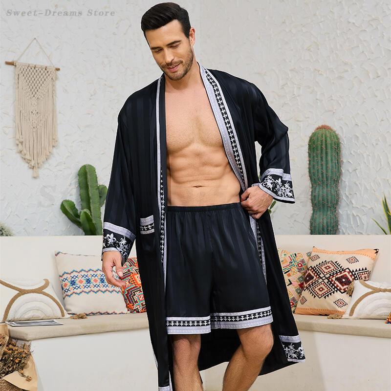 Men's Long Robe Pajamas Set Ba - Men'S Kimono Accessories 리뷰 및 가격