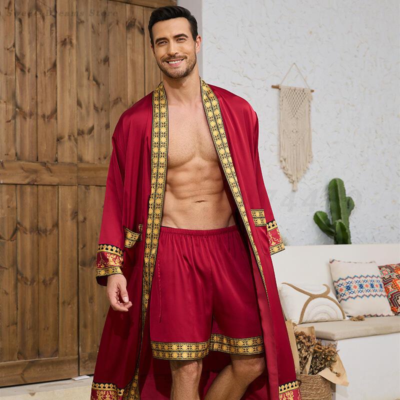 Men's Long Robe Pajamas Set Ba - Men'S Kimono Accessories 리뷰 및 가격